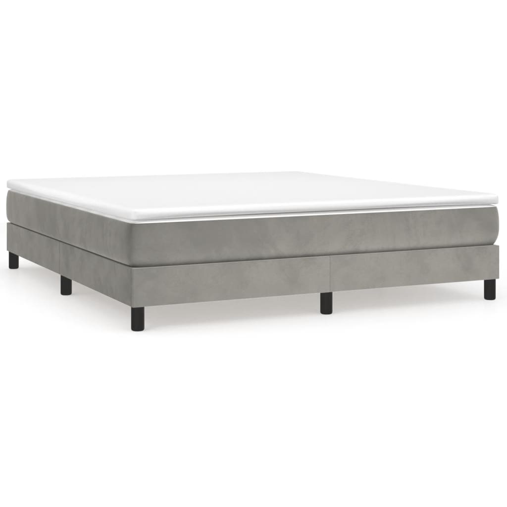 vidaXL King Sized Box Spring Bed Frame – Light Gray Velvet, Plywood, and Engineered Wood – Modern, Luxurious Double Bed