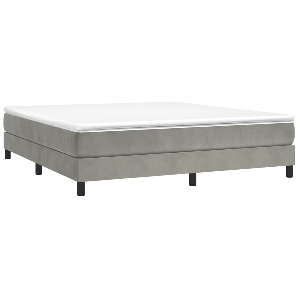 vidaXL King Sized Box Spring Bed Frame – Light Gray Velvet, Plywood, and Engineered Wood – Modern, Luxurious Double Bed
