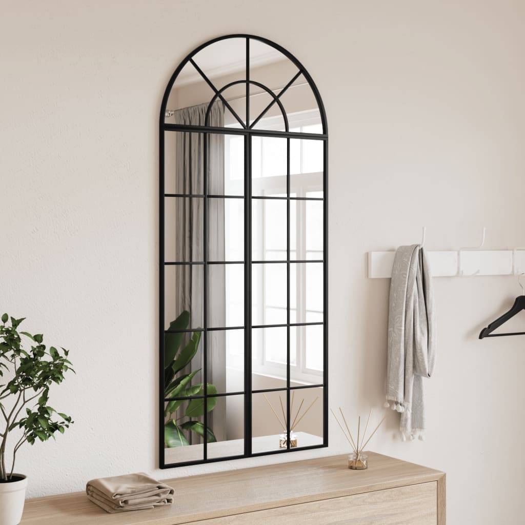 Vidaxl Wall Mirror Black 23.6 Inch X51.2 Inch  Arch Iron