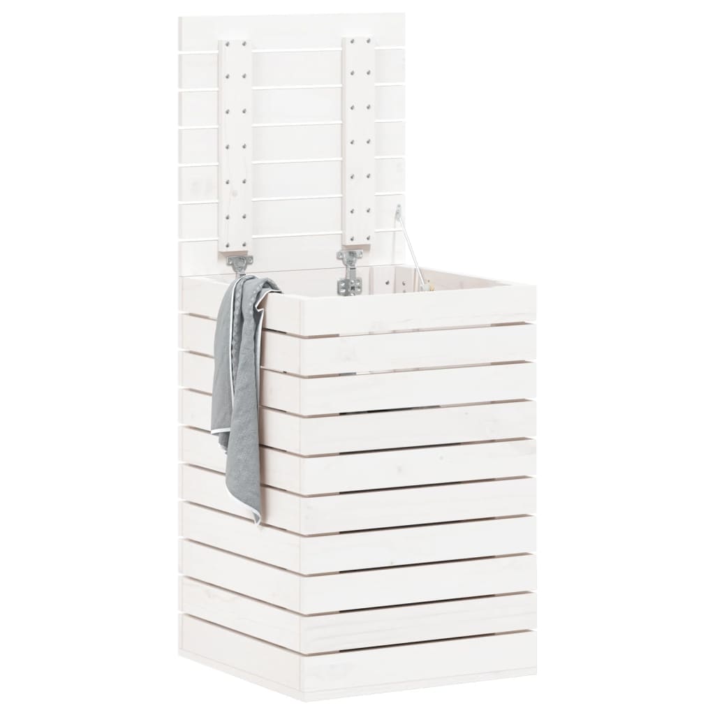 Vidaxl Laundry Basket White 44X44X66 Cm Solid Wood Pine