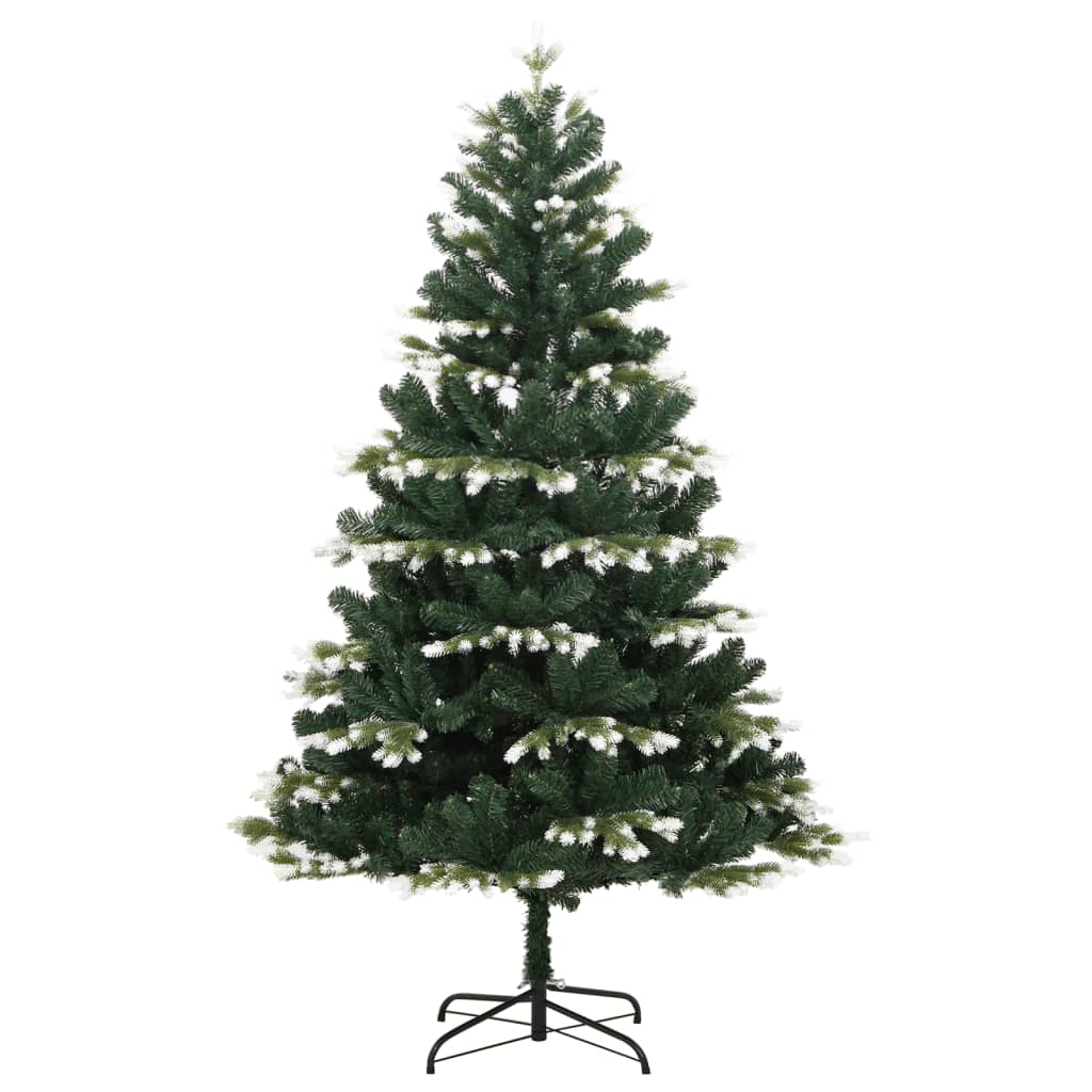 Vidaxl Artificial Hinged Christmas Tree With Flocked Snow - 70.9&quot; Lifelike Pe Tips, Sturdy Metal Stand, Easy Assembly, Indoor & Outdoor, Reusable