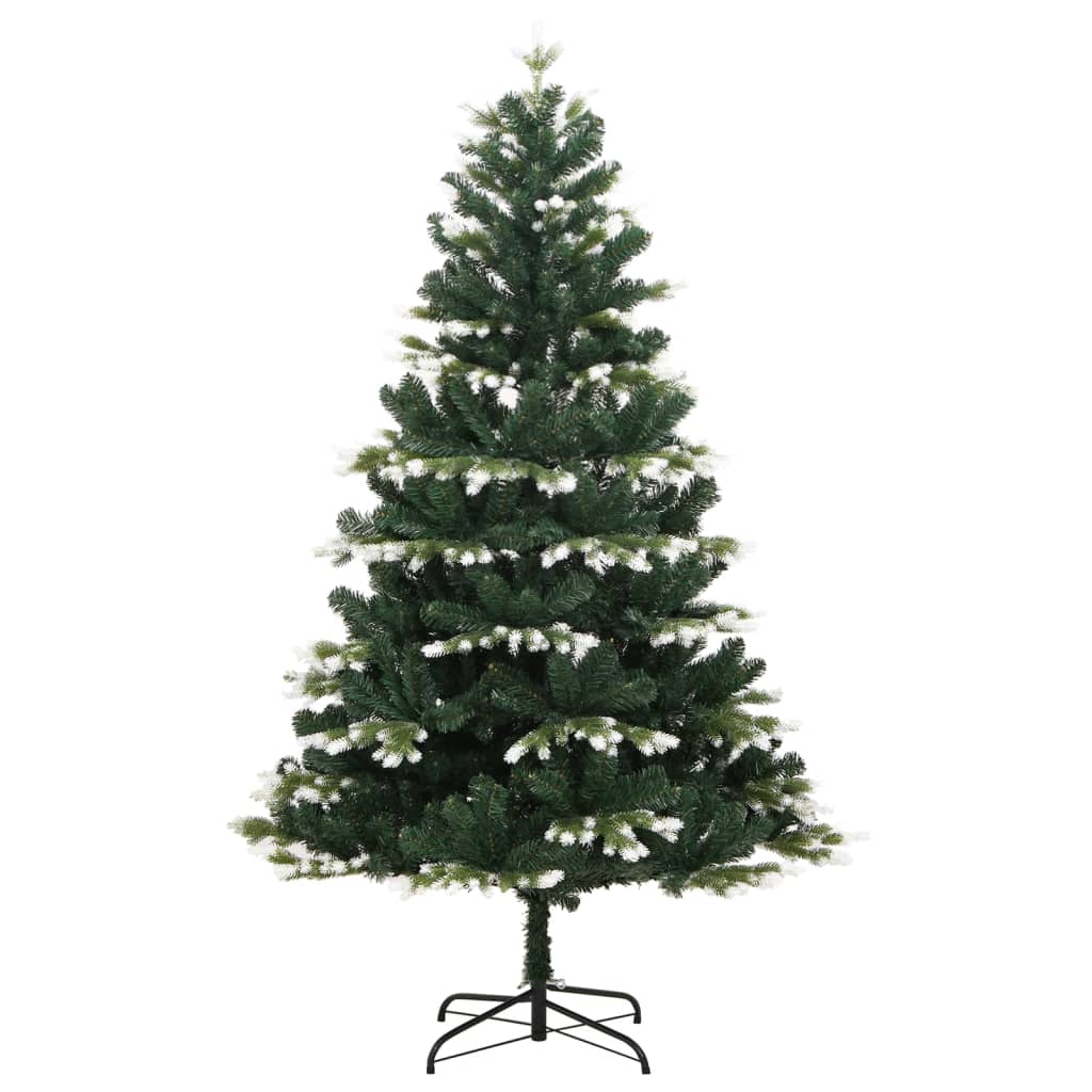 Vidaxl Artificial Christmas Tree With Flocked Snow - 82.7&quot; Holiday Decoration With Sturdy Metal Stand, Lifelike Pe Tips, Hinge-Construction For Easy Assembly. Suitable For Indoor & Sheltered Out...