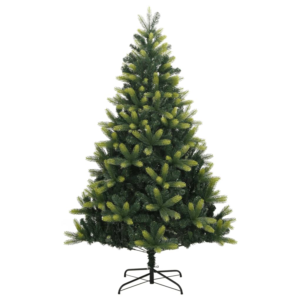 Vidaxl Artificial Hinged Christmas Tree - Lifelike Pe Tips, Easy Assembly, Stable Metal Stand - Light And Dark Green - 70.9&quot; Height, 46.1&quot; Bottom Diameter