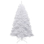 Vidaxl Artificial Hinged Christmas Tree - 82.7" High, White Flocked Snow Detailing, Lifelike Pvc Tips, Sturdy Metal Stand, Sustainable & Economical Christmas Decoration