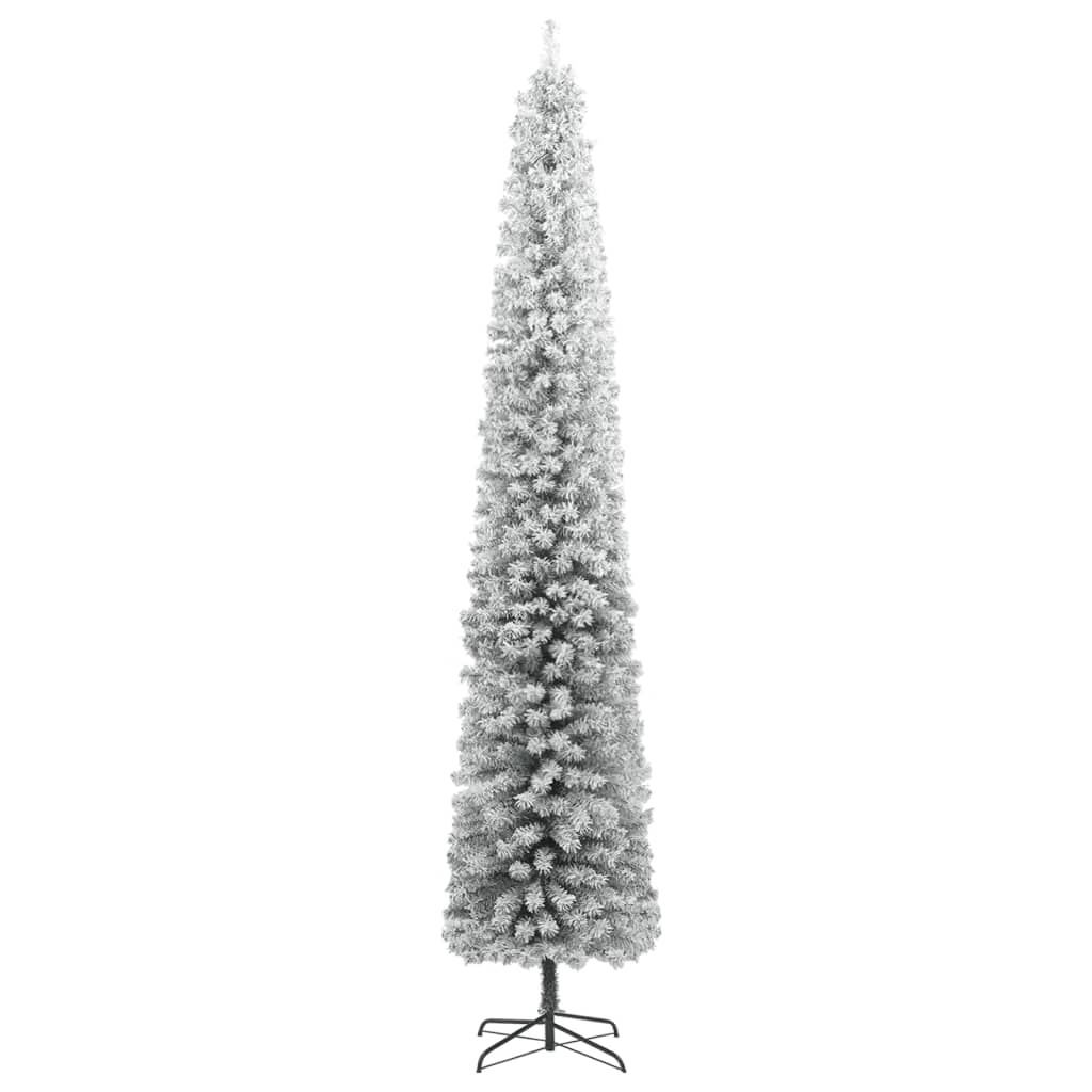 Vidaxl Slim Christmas Tree With Stand 118.1" – Lifelike Pvc Design, Snow Flocked Artificial Christmas Tree With Metal Stand For Stability