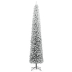Vidaxl Slim Christmas Tree With Stand 118.1" – Lifelike Pvc Design, Snow Flocked Artificial Christmas Tree With Metal Stand For Stability