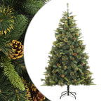 Vidaxl Green Artificial Hinged Christmas Tree - Lifelike Pe Tips, Integrated Pine Needles & Cones - Easy Assembly With Sturdy Metal Stand - Cost-Effective Seasonal Decoration - 94.5"