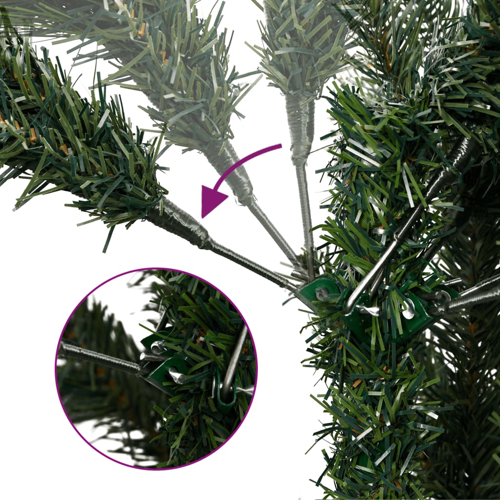 Vidaxl Artificial Hinged Christmas Tree With Berries And Cones - Reusable Holiday Decor With Stand - 47.2", Green And White