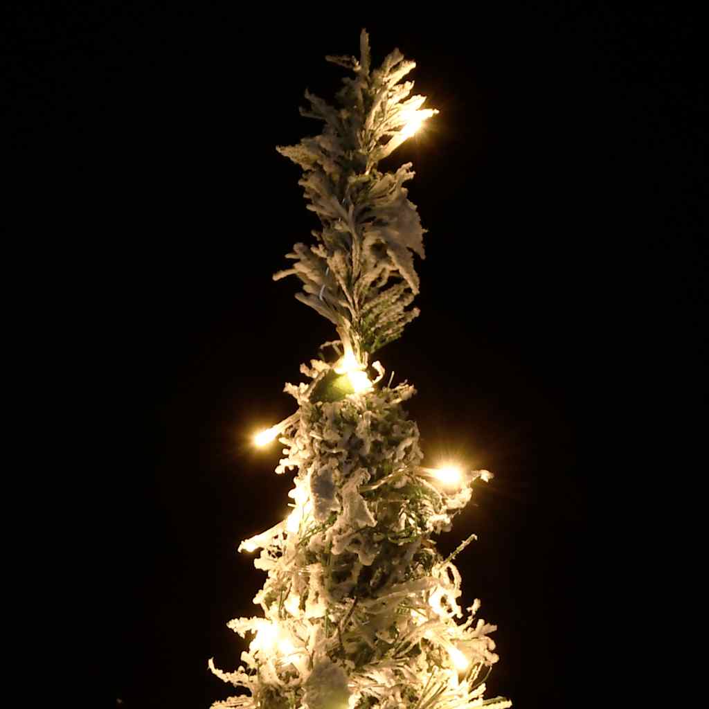 Vidaxl Artificial Christmas Tree - 59.1&quot; Festive Holiday Decor With Flocked Snow, Warm White Leds, 8 Lighting Modes, Durable Metal Stand, And Reusable Pvc Tips