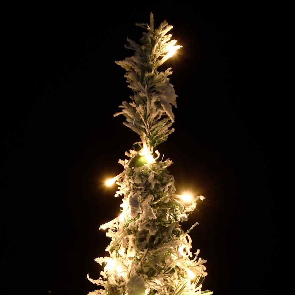 Vidaxl Artificial Christmas Tree - 70.9&quot; Height, Flocked Snow Design, 150 Warm White Leds With 8 Lighting Modes, Sturdy Metal Stand - A Lifelike Xmas Decor With Easy Setup