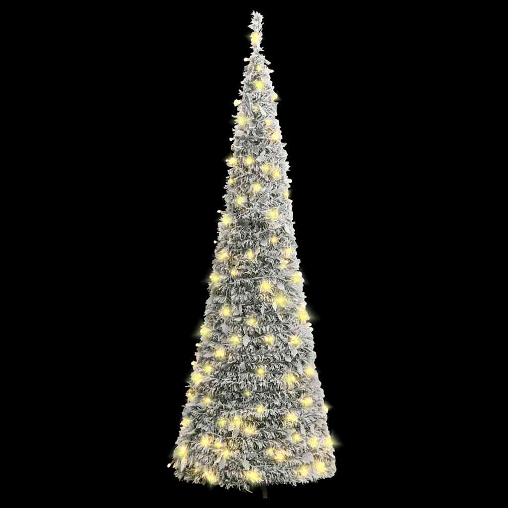 Vidaxl Artificial Christmas Tree - Lifelike Pvc Material With Flocked Snow Design - 8 Lighting Modes, Sturdy Metal Stand, 200 Warm White Leds And Usb Interface - Total Height 82.7"