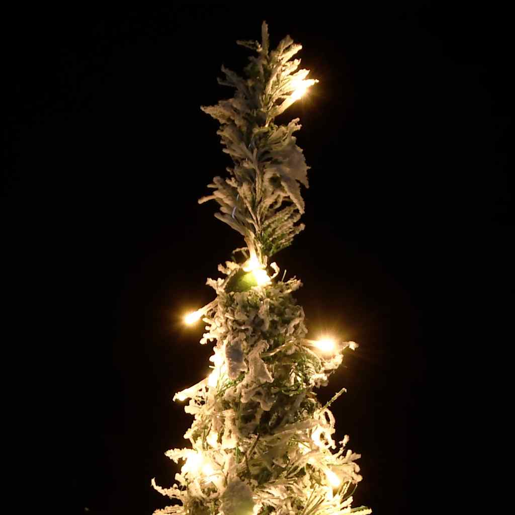 Vidaxl Artificial Christmas Tree - Lifelike Pvc Material With Flocked Snow Design - 8 Lighting Modes, Sturdy Metal Stand, 200 Warm White Leds And Usb Interface - Total Height 82.7"