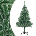 Vidaxl 59.1" Artificial Green Christmas Tree With Flocked Snow - Lifelike Green And White Pet Branches - Sturdy Metal Stand - Ideal For Indoor And Sheltered Outdoor Use