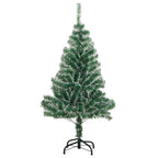 Vidaxl 59.1" Artificial Green Christmas Tree With Flocked Snow - Lifelike Green And White Pet Branches - Sturdy Metal Stand - Ideal For Indoor And Sheltered Outdoor Use