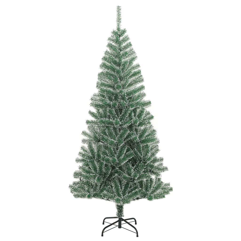 Vidaxl Green Artificial Christmas Tree With Flocked Snow - Lifelike Pet Material, Sturdy Metal Stand, Reusable Christmas Ornament, 94.5&quot; Tall