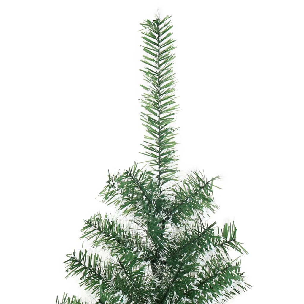 Vidaxl Green Artificial Christmas Tree With Flocked Snow - Lifelike Pet Material, Sturdy Metal Stand, Reusable Christmas Ornament, 94.5&quot; Tall