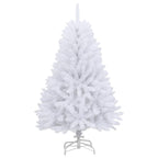 Vidaxl Modern Artificial Hinged Christmas Tree With Stand - Lifelike Pvc Tips, Sturdy Metal Stand, Easy To Assemble, Reusable, White - 47.2 In Height