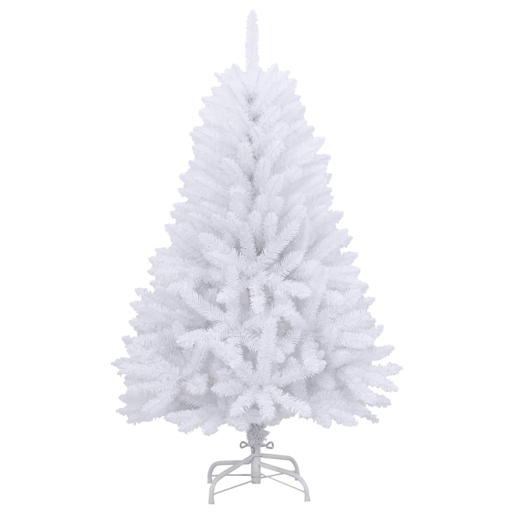 Vidaxl Artificial Hinged Christmas Tree 59.1&quot;- Lifelike White Xmas Tree With Stand, Easy Assembly, 530 Pvc Tips, Indoor/Outdoor Use, Reusable Festive Decor