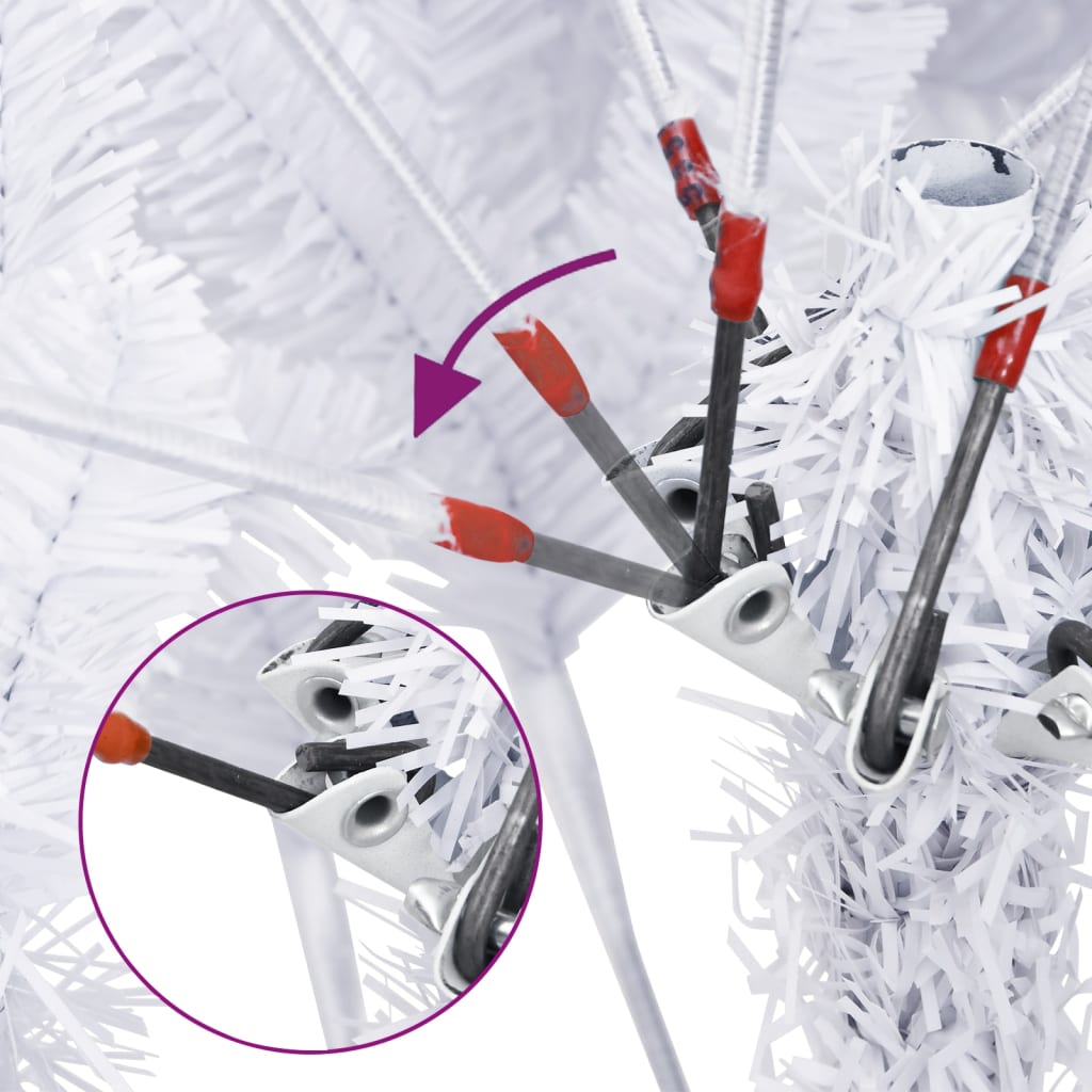 Vidaxl Artificial Hinged Christmas Tree 59.1&quot;- Lifelike White Xmas Tree With Stand, Easy Assembly, 530 Pvc Tips, Indoor/Outdoor Use, Reusable Festive Decor