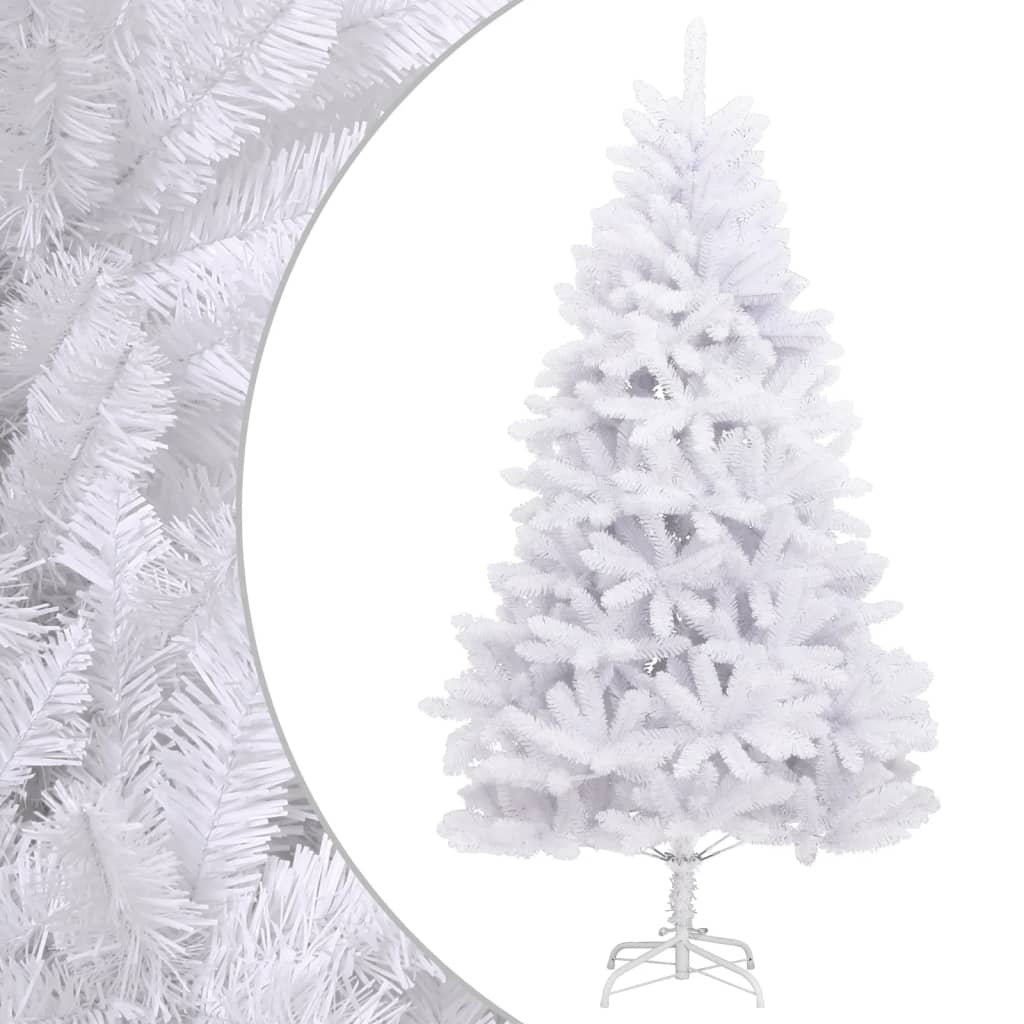 Vidaxl Artificial Hinged Christmas Tree – 94.5&quot; White Festive Xmas Tree With Realistic Pvc Tips And Stable Metal Stand – Suitable For Indoor And Outdoor Use