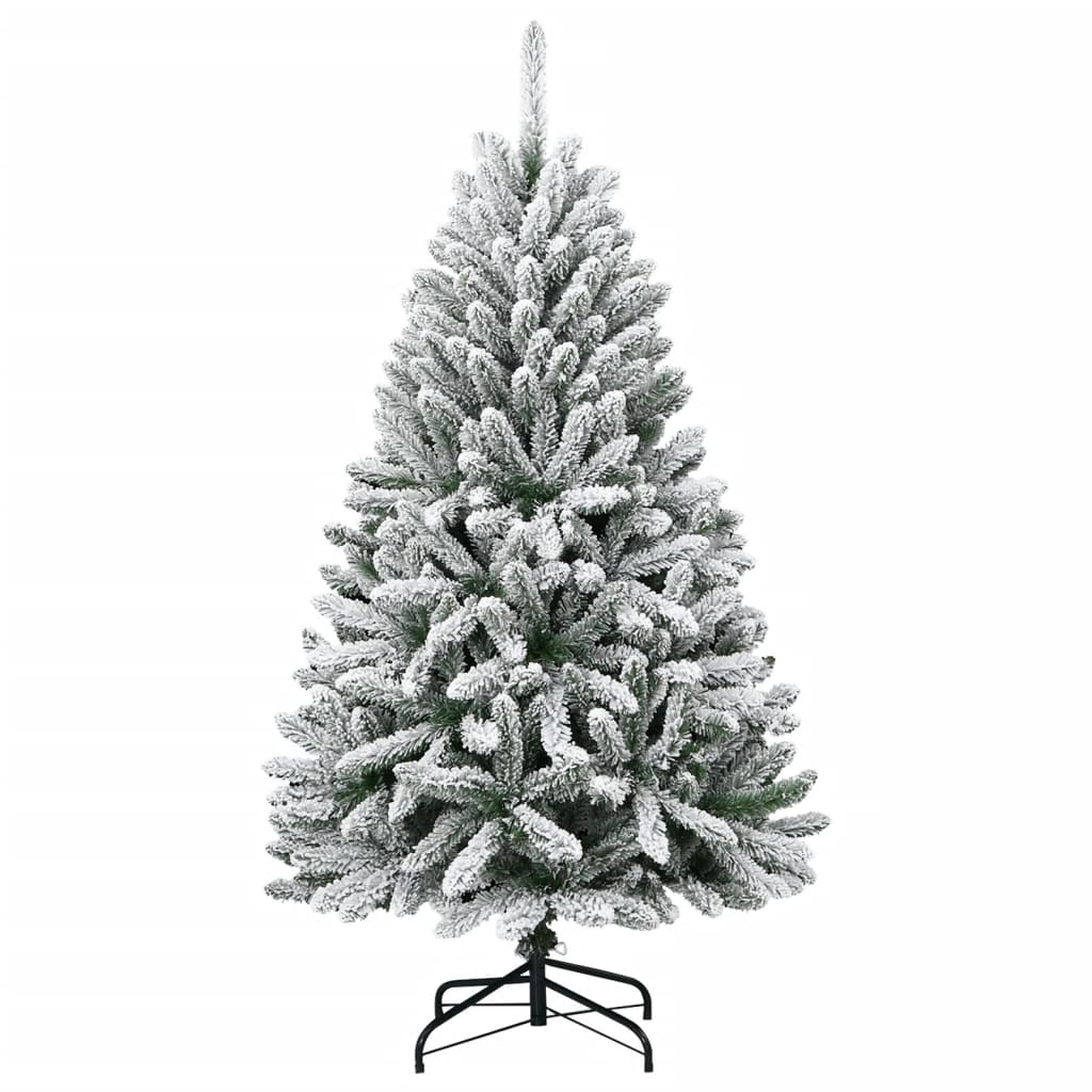 Vidaxl Artificial Hinged Christmas Tree With Snow Flocked Design - Lifelike Pvc Tips And Sturdy Metal Stand - Reusable Indoor And Outdoor Holiday Decoration - 59.1" Tall