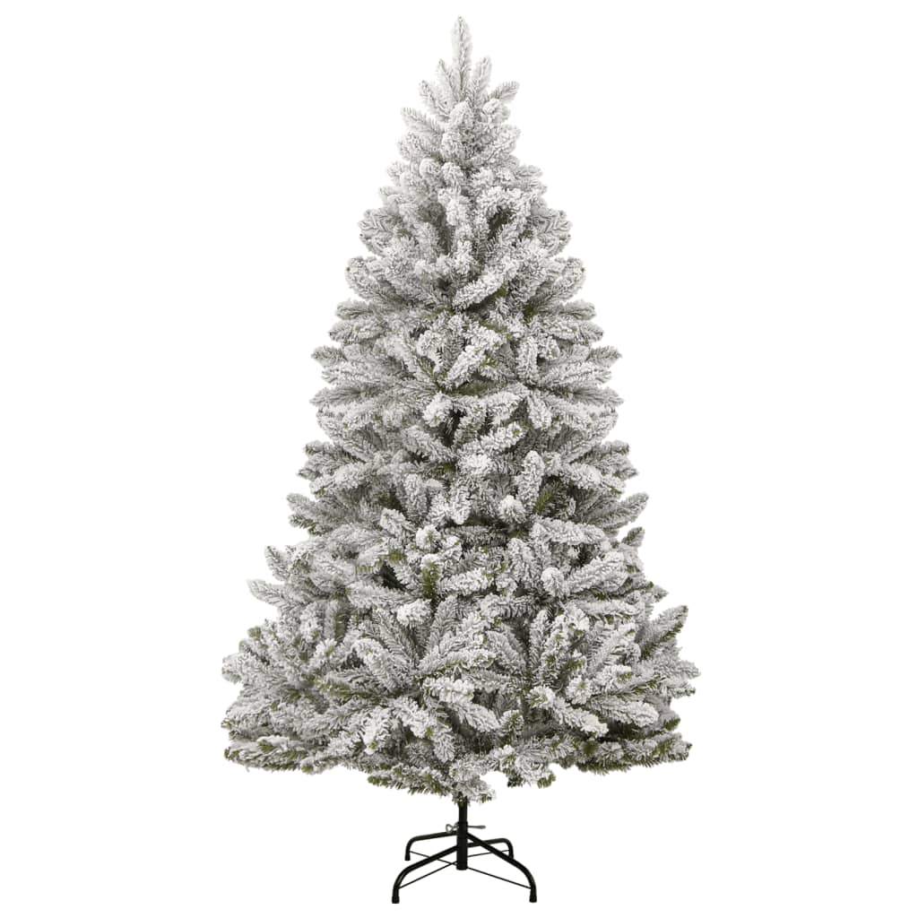 Vidaxl Artificial Hinged Christmas Tree With Flocked Snow- Strong Metal Stand, Lifelike Pvc Tips, Easy Assembly, Perfect For Indoor And Sheltered Outdoor Decor, 70.9&quot;