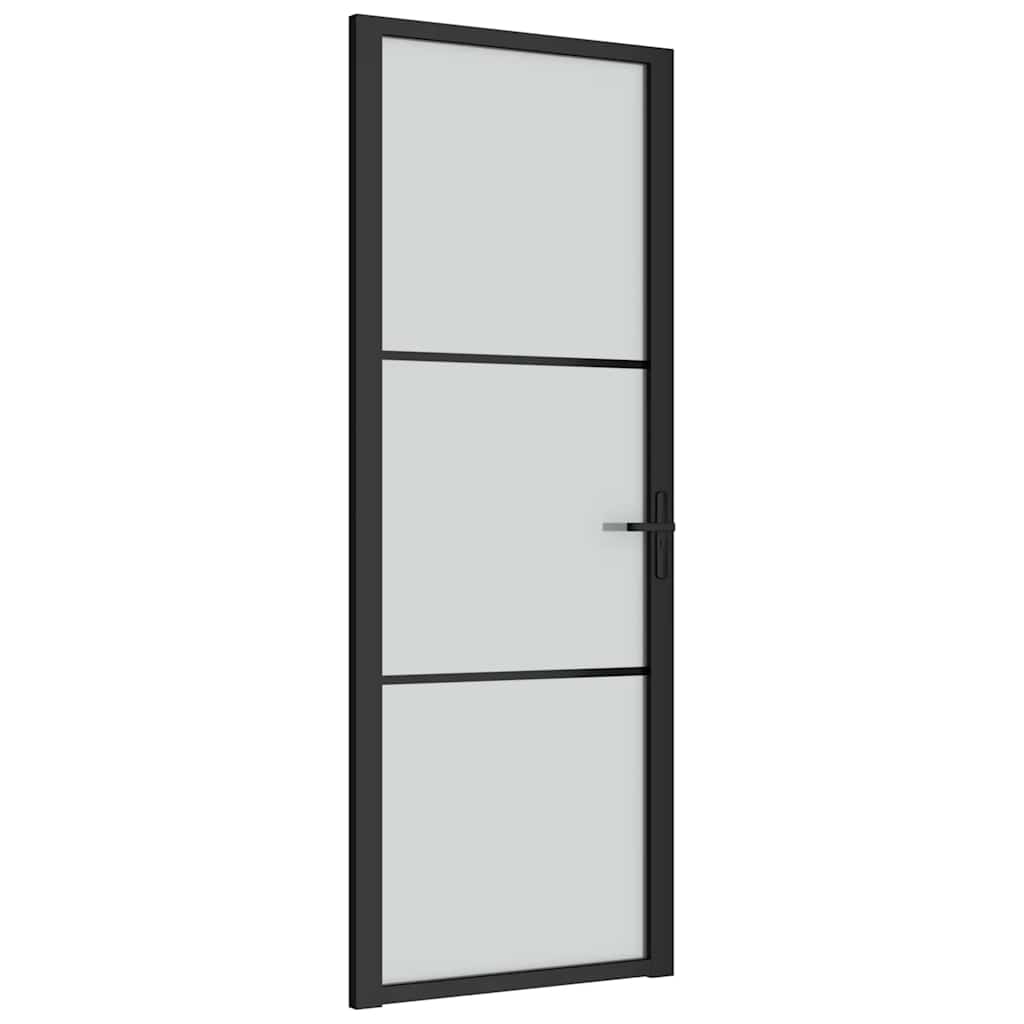 vidaXL Interior Door 29.9''x79.3'' Black Matt Glass and Aluminum