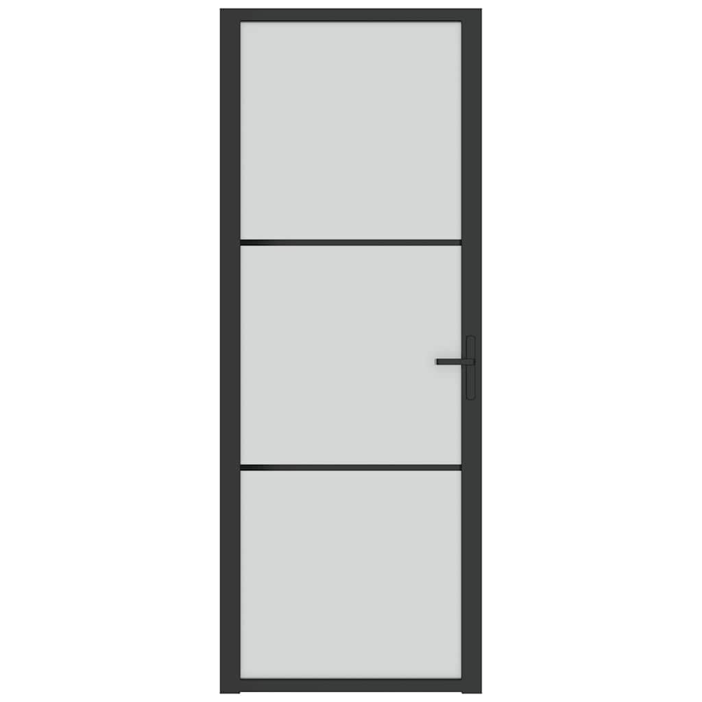 vidaXL Interior Door 29.9''x79.3'' Black Matt Glass and Aluminum
