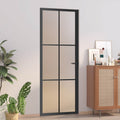 vidaXL Interior Door 29.9x79.3 Black Matt Glass and Aluminum