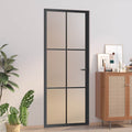vidaXL Interior Door 32.7x79.3 Black Matt Glass and Aluminum