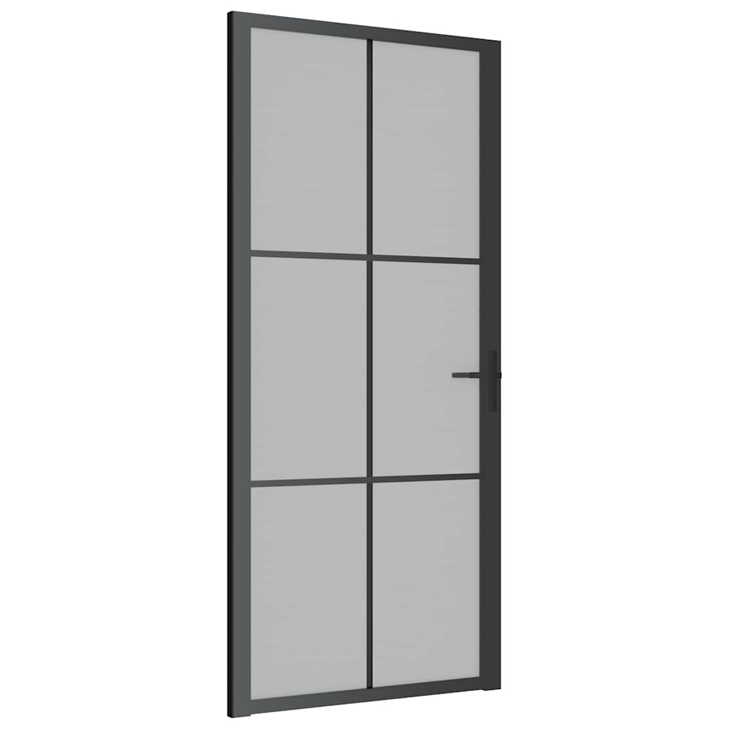 vidaXL Interior Door 36.6''x79.3'' Black Matt Glass and Aluminum