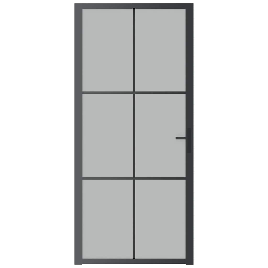 vidaXL Interior Door 36.6''x79.3'' Black Matt Glass and Aluminum