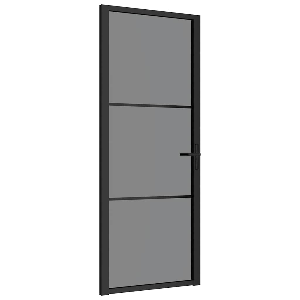 vidaXL Interior Door 32.7''x79.3'' Black ESG Glass and Aluminum