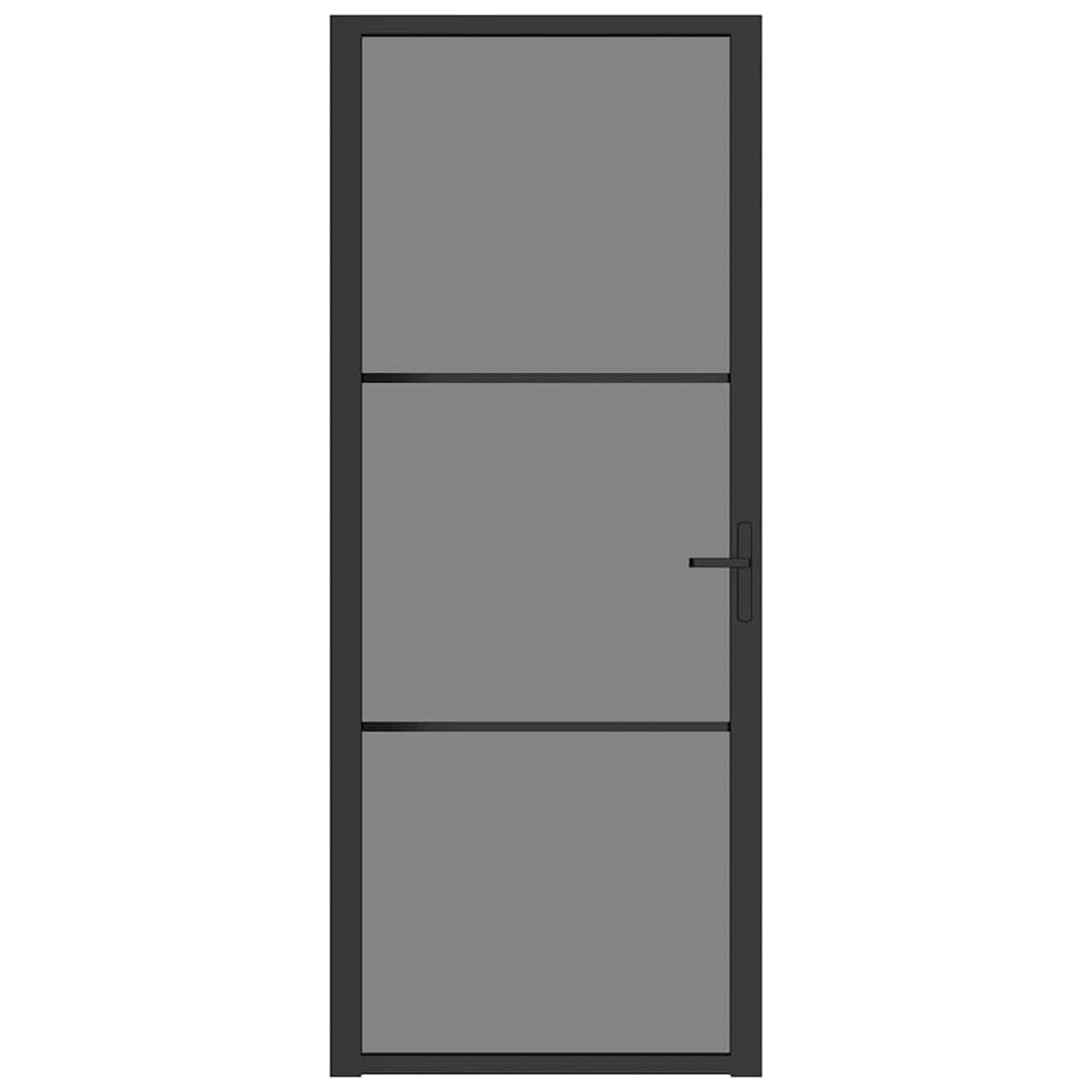 vidaXL Interior Door 32.7''x79.3'' Black ESG Glass and Aluminum