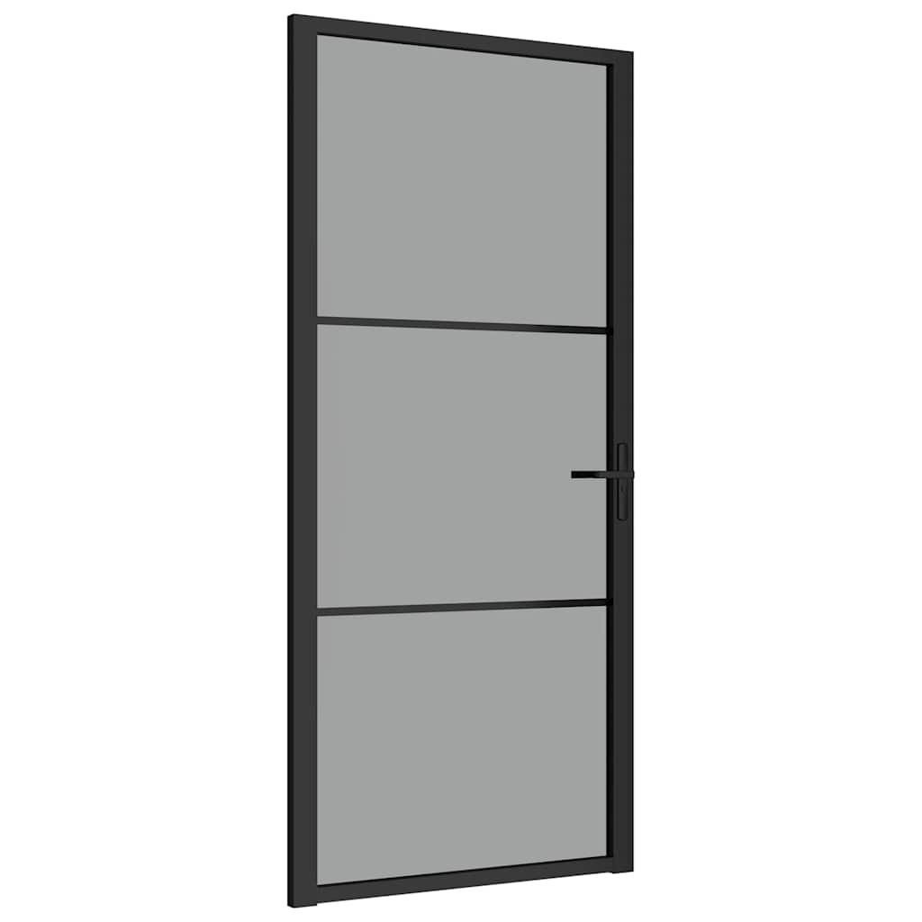 vidaXL Interior Door 36.6''x79.3'' Black ESG Glass and Aluminum