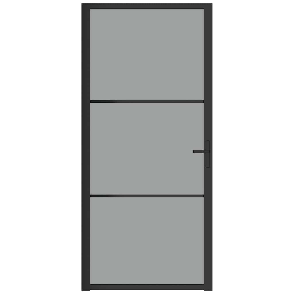 vidaXL Interior Door 36.6''x79.3'' Black ESG Glass and Aluminum