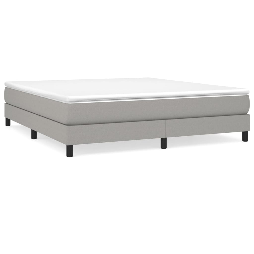 Vidaxl Bed Frame, Double Platform Bed With Mattress, Mattress Foundation Bed With Slats Support, Light Gray 72&quot;X83.9&quot; California King Fabric