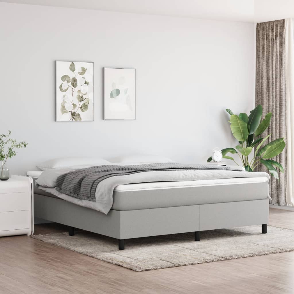 Vidaxl Box Spring Bed With Mattress Home Bedroom Mattress Pad Double Bed Frame Base Foam Topper Furniture Light Gray 72&quot;X83.9&quot; California King Fabric