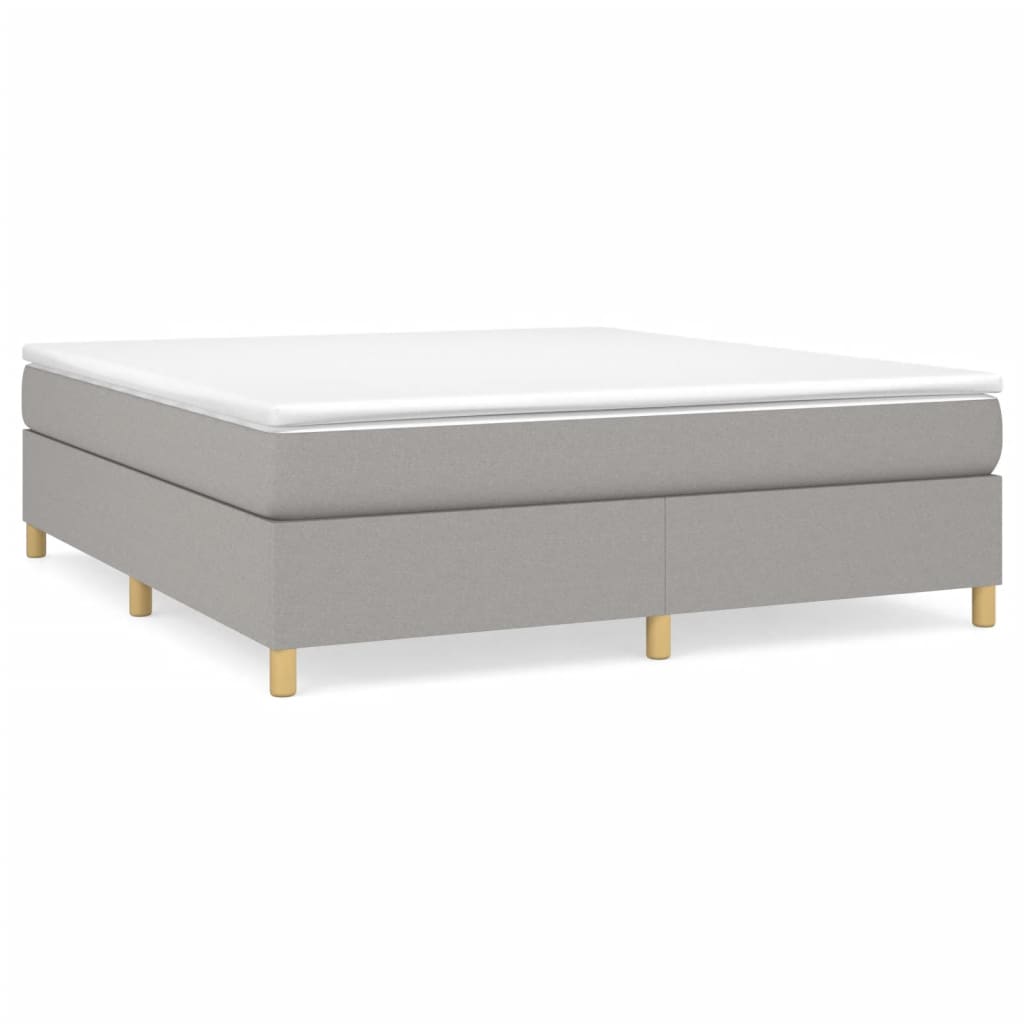 Vidaxl Bed Frame, Double Platform Bed With Mattress, Mattress Foundation With Plywood Slats Support, Light Gray 72&quot;X83.9&quot; California King Fabric