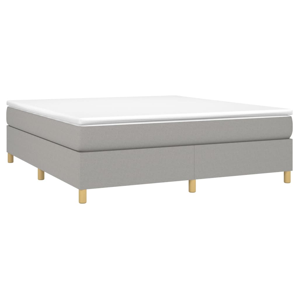 Vidaxl Bed Frame, Double Platform Bed With Mattress, Mattress Foundation With Plywood Slats Support, Light Gray 72&quot;X83.9&quot; California King Fabric
