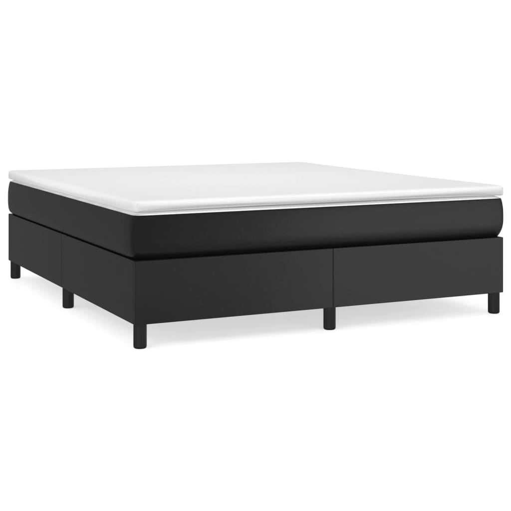 Vidaxl Bed Frame, Double Platform Bed With Mattress, Mattress Foundation With Plywood Slats Support, Black 72&quot;X83.9&quot; California King Faux Leather