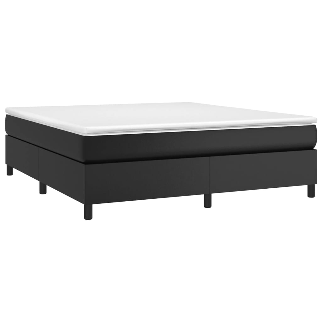 Vidaxl Bed Frame, Double Platform Bed With Mattress, Mattress Foundation With Plywood Slats Support, Black 72&quot;X83.9&quot; California King Faux Leather