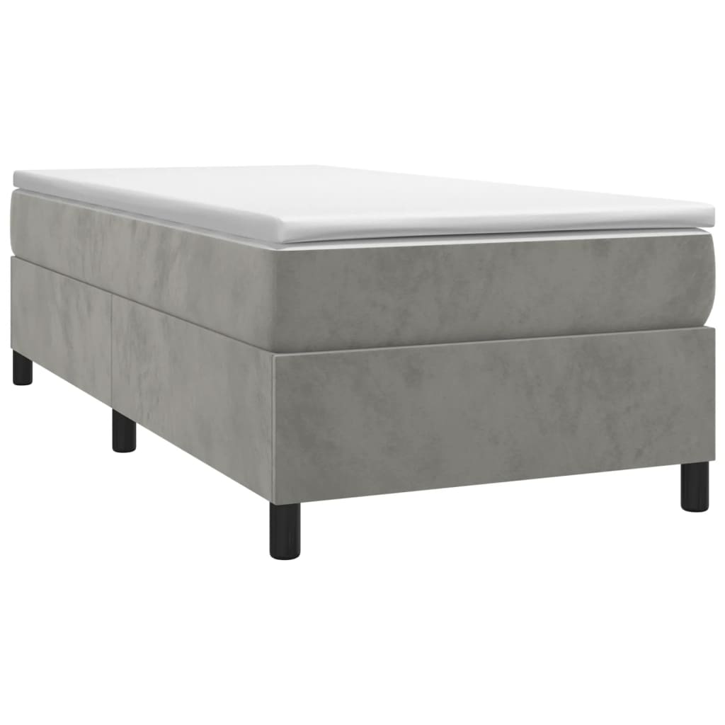 Vidaxl Bed Frame, Single Platform Bed With Mattress, Mattress Foundation With Plywood Slats Support, Light Gray 39.4&quot;X79.9&quot; Twin Xl Velvet