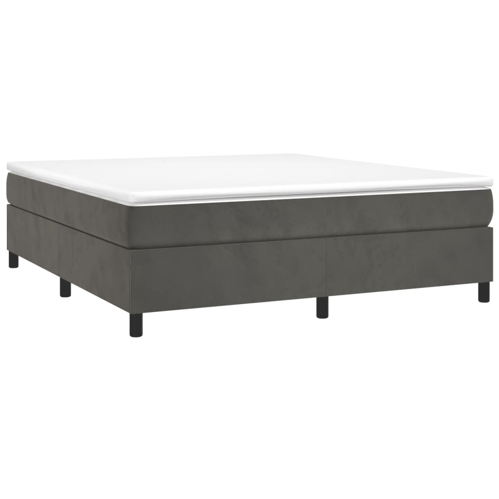Vidaxl Bed Frame, Box Spring Bed Double Platform Bed With Mattress, Mattress Foundation With Plywood Slats Support, Dark Gray 76&quot;X79.9&quot; King Velvet