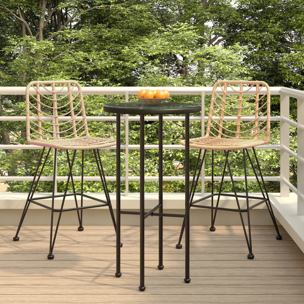 vidaXL Bar Stools 2 pcs 17.7x22x40.7 PE Rattan and Steel