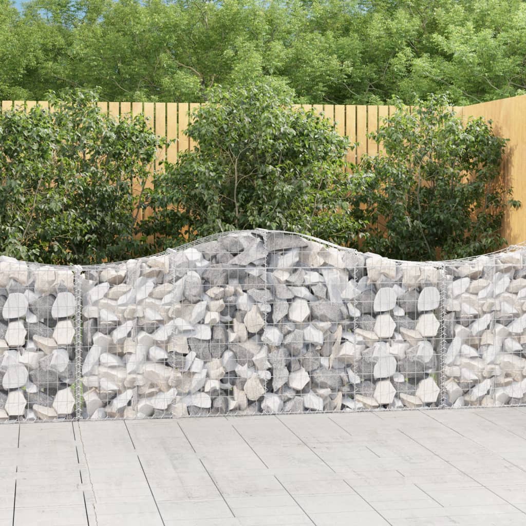 vidaXL Arched Gabion Baskets 4 pcs 78.7x11.8x31.5/39.4 Galvanized Iron