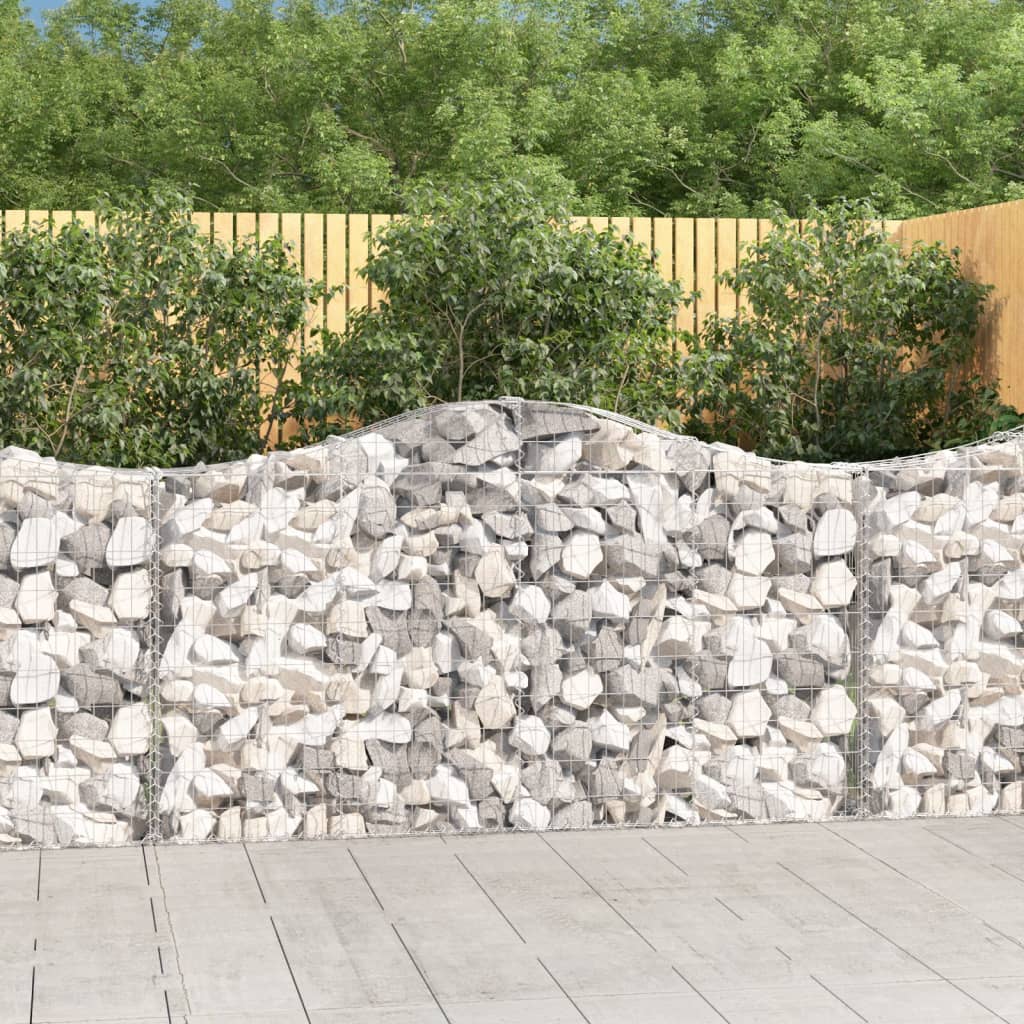 vidaXL Arched Gabion Baskets 5 pcs 78.7x11.8x39.4/47.2 Galvanized Iron