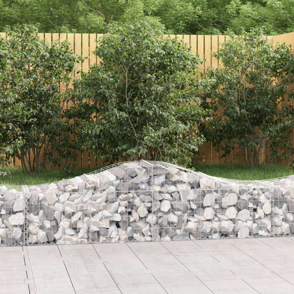 vidaXL Arched Gabion Baskets 2 pcs 78.7x19.7x15.7/23.6 Galvanized Iron