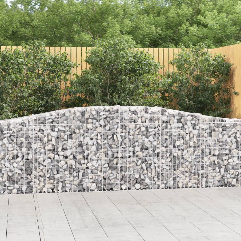 vidaXL Arched Gabion Baskets 3 pcs 157.5x11.8x31.5/39.4 Galvanized Iron