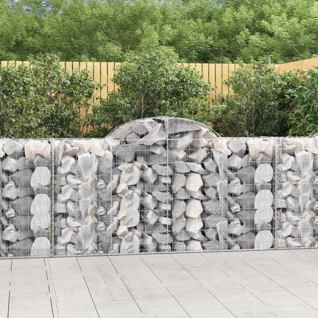 Vidaxl Arched Gabion Baskets 3 Pcs 200X50X100/120 Cm Galvanised Iron